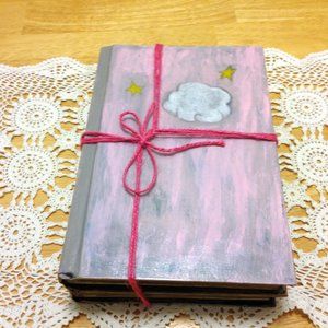 Handpainted Pink and Grey Book Decor